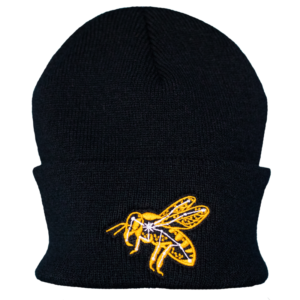 Black Embroidered Bee Beanie