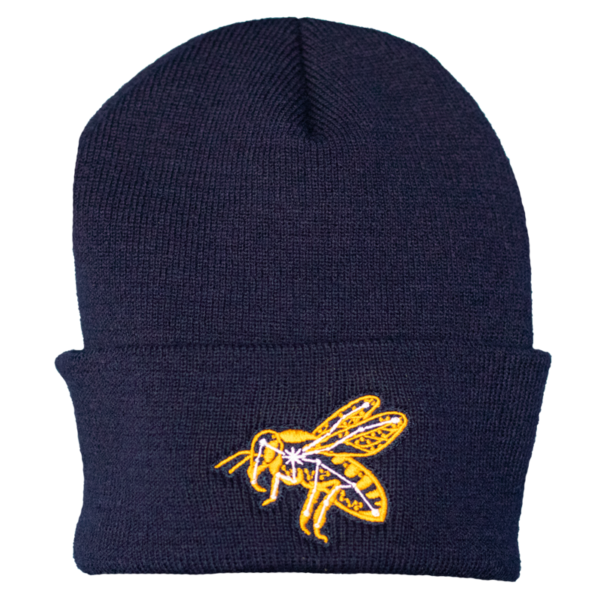 Navy Embroidered Bee Beanie
